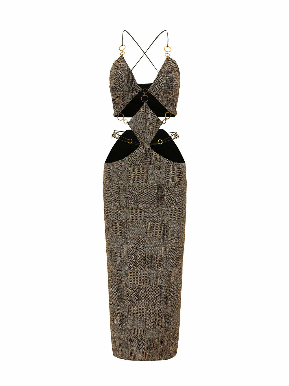 Omaira Dress: Gold Midi Dress for Cocktail Party | Nana Jacqueline