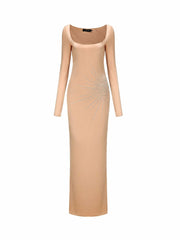 Courtney Dress: Nude Maxi Dress for Formal Wedding Guest | Nana Jacqueline