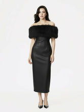 Gabrielle Fur Maxi Dress: Black Maxi Dress for Cocktail Party | Nana Jacqueline
