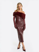 Gabrielle Fur Maxi Dress: Red Maxi Dress for Cocktail Party | Nana Jacqueline