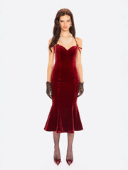 Althea Velvet Maxi Dress: Red Maxi Dress for Cocktail Party | Nana Jacqueline