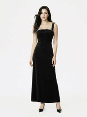 Belle Velvet Maxi Dress: Black Maxi Dress for Cocktail Party | Nana Jacqueline