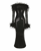 Neva Sequin Maxi Dress: Black Maxi Dress for Cocktail Party | Nana Jacqueline