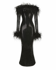 Neva Sequin Maxi Dress: Black Maxi Dress for Cocktail Party | Nana Jacqueline