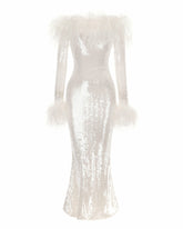 Neva Sequin Maxi Dress: White Maxi Dress for Wedding After-Party | Nana Jacqueline