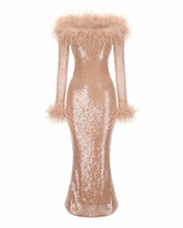 Neva Sequin Maxi Dress: Nude Maxi Dress for Formal Event | Nana Jacqueline