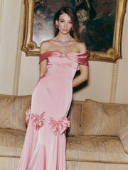 Madeline Bow Dress: Pink Gown for Formal Wedding Guest | Nana Jacqueline