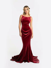 Pauline Velvet Dress: Red Maxi Dress for Formal Wedding Guest | Nana Jacqueline