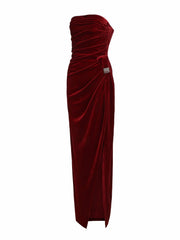 Emma Velvet Dress: Red Maxi Dress for Cocktail Party | Nana Jacqueline