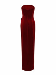 Emma Velvet Dress: Red Maxi Dress for Cocktail Party | Nana Jacqueline