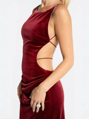 Cristina Dress: Red Midi Dress for Cocktail Party | Nana Jacqueline