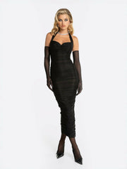 Francesca Dress: Black Midi Dress for Cocktail Party | Nana Jacqueline