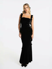 Caroline Velvet Dress: Black Maxi Dress for Cocktail Party | Nana Jacqueline