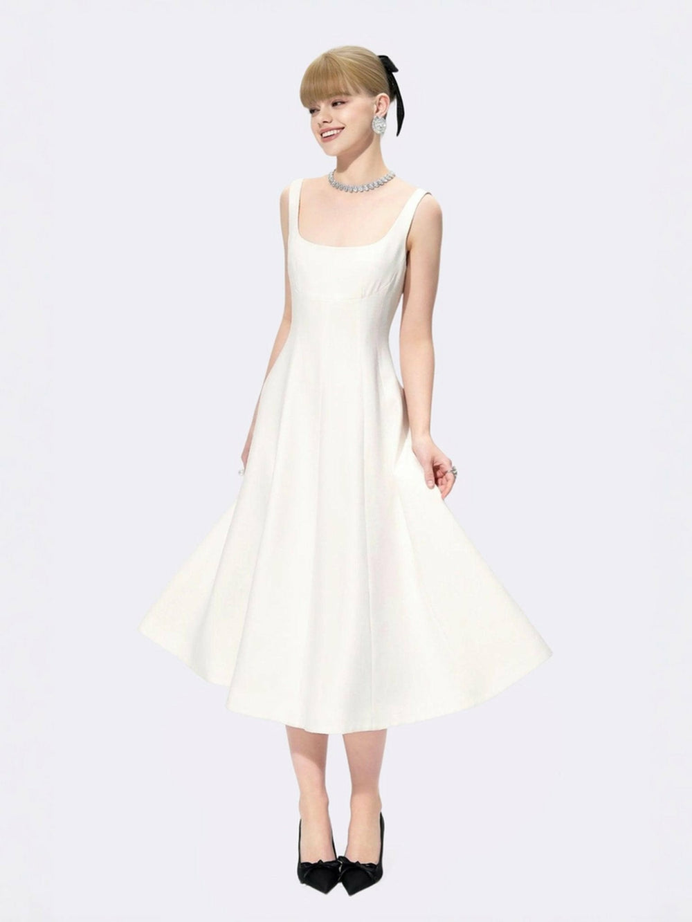 Josephine Dress: White Midi Dress for Bridal Shower | Nana Jacqueline