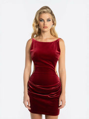 Lucia Velvet Dress: Red Mini Dress for Cocktail Party | Nana Jacqueline