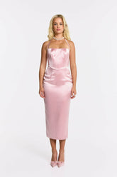 Serena Dress: Pink Midi Dress for Garden Wedding Guest | Nana Jacqueline