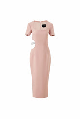 Zoe Dress: Pink Midi Dress for Cocktail Party | Nana Jacqueline