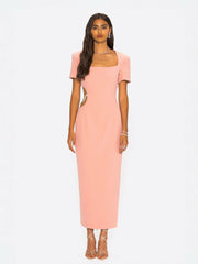 Zoe Dress: Pink Midi Dress for Cocktail Party | Nana Jacqueline
