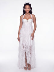 Aurora Halter Lace White Dress | Nana Jacqueline