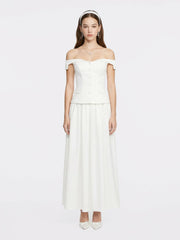 White High-Waist A-Line Midi Skirt | Nana Jacqueline