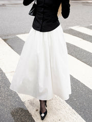 White High-Waist A-Line Midi Skirt | Nana Jacqueline