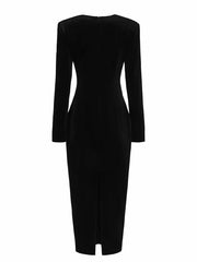 Veronica Velvet Dress: Black Midi Dress for Cocktail Party | Nana Jacqueline