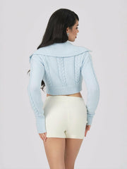 Addison Coat + Scarf Set: Blue Knit Set for Resort Brunch | Nana Jacqueline