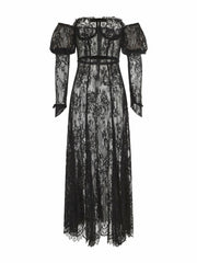 Yvonne Lace Dress: Black Maxi Dress for Cocktail Party | Nana Jacqueline