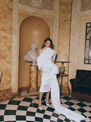 Serena Dress: White Midi Dress for Rehearsal Dinner | Nana Jacqueline