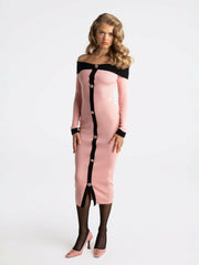 Annie Knit Dress: Pink Midi Dress for Brunch | Nana Jacqueline