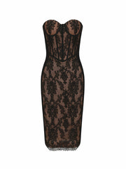 Elsa Lace Dress: Black Midi Dress for Cocktail Party | Nana Jacqueline