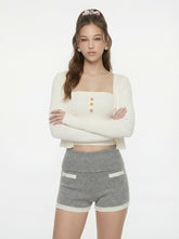 White Cropped Ribbed Knit Cardigan | Nana Jacqueline