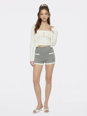 White Cropped Ribbed Knit Cardigan | Nana Jacqueline