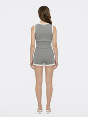 Grey Contrast-Trim Fitted Knit Vest | Nana Jacqueline