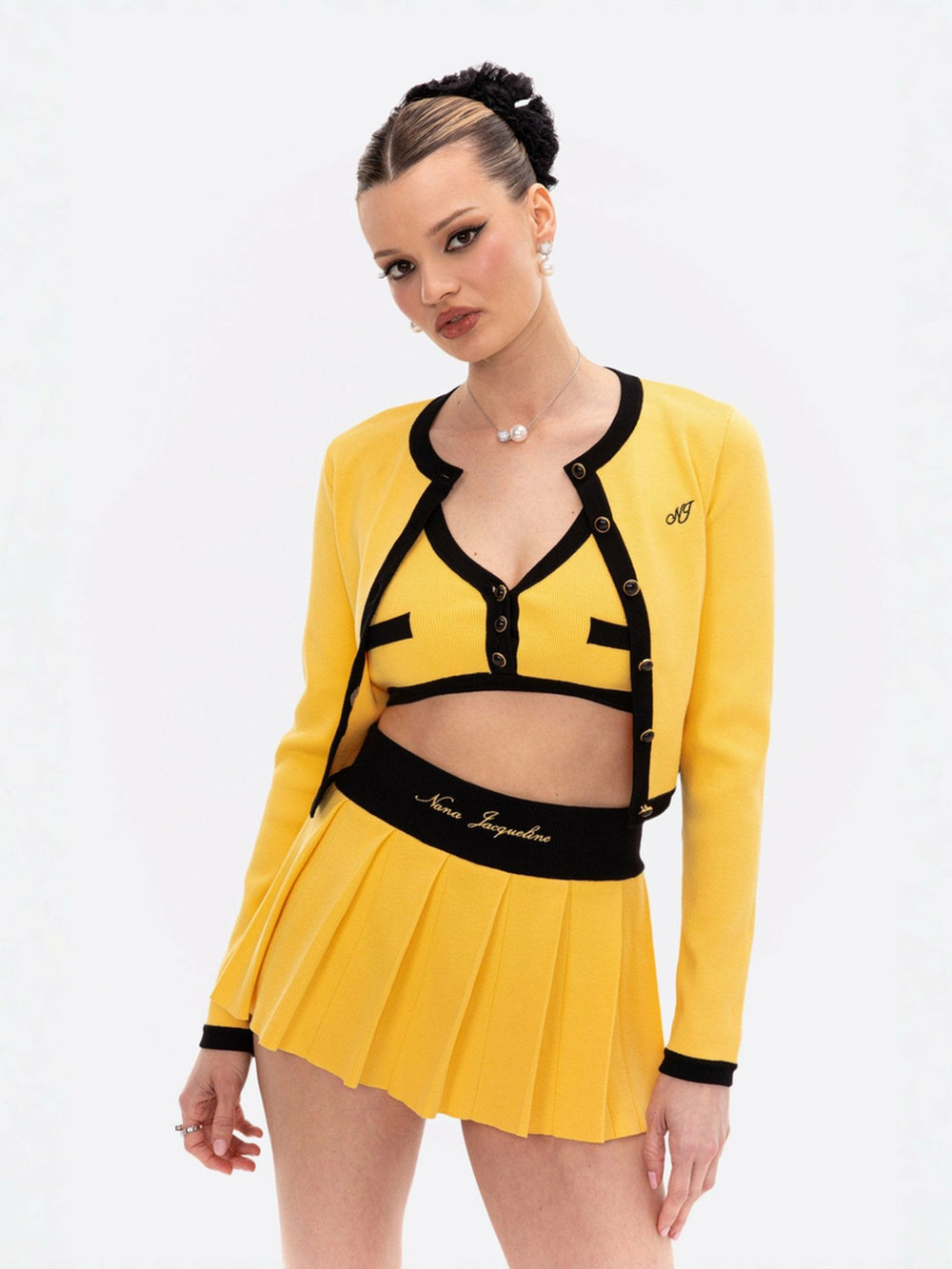Eliza Vest Top: Yellow Knit Top for Brunch | Nana Jacqueline