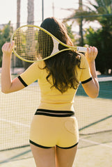 Eliza Knit Shorts: Yellow Knit Shorts for Resort Brunch | Nana Jacqueline