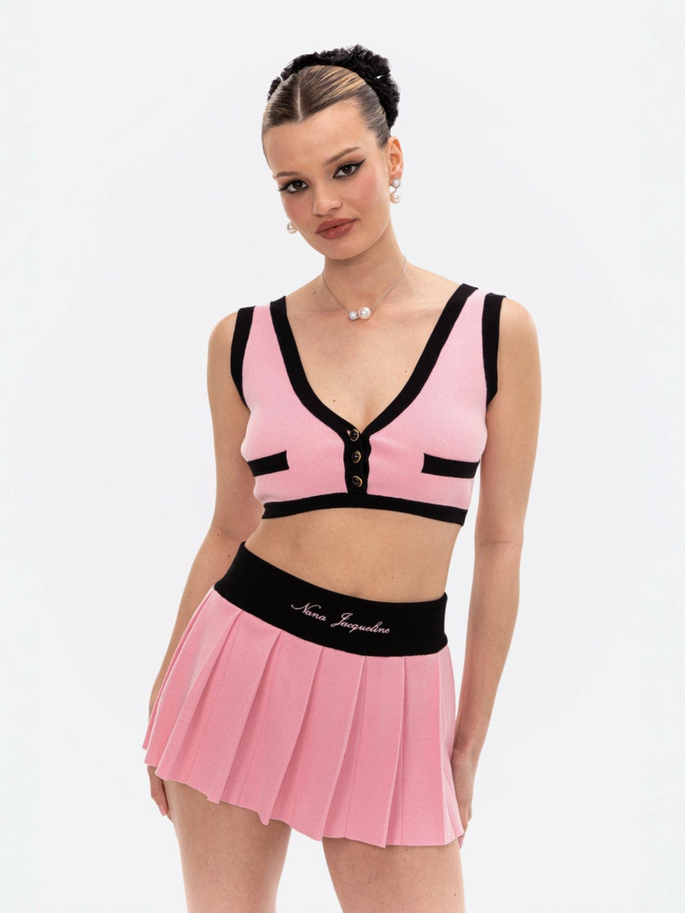 Eliza Vest Top: Pink Knit Top for Country Club Brunch | Nana Jacqueline