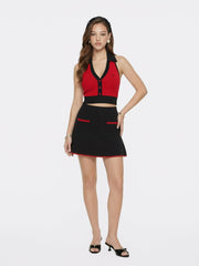Black Contrast A-Line Skirt | Nana Jacqueline