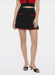 Black Contrast A-Line Skirt | Nana Jacqueline