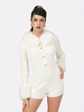 Natalia Fur Jumpsuit: White Jumpsuit for Wedding After-Party | Nana Jacqueline
