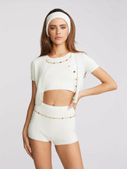 Kennedy Knit Top Set: White Knit Set for Resort Brunch | Nana Jacqueline