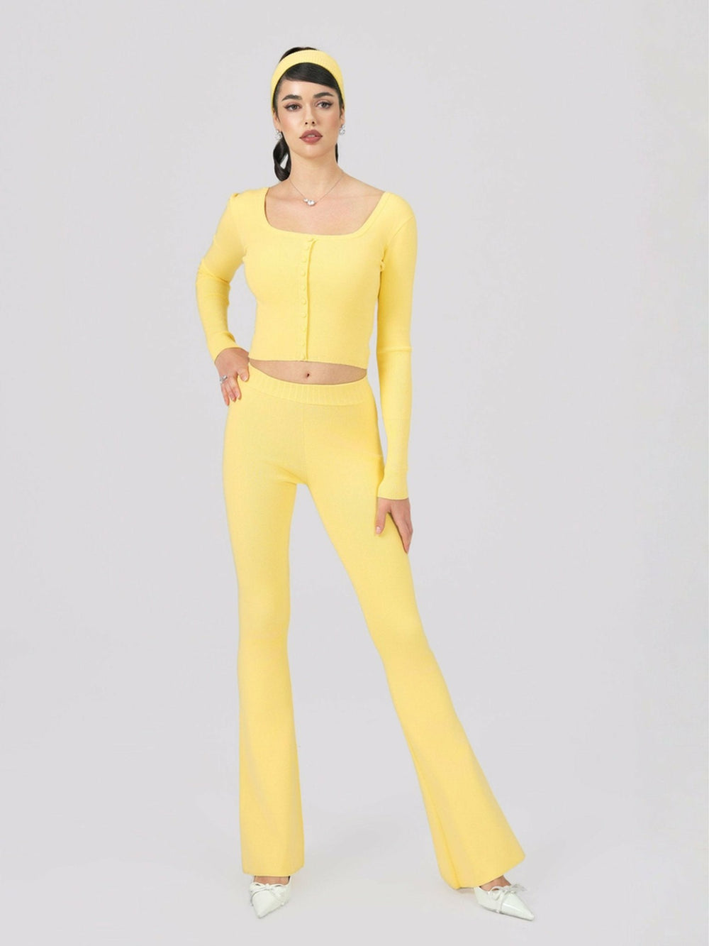 Holly Pants: Yellow Knit Pants for Resort Brunch | Nana Jacqueline