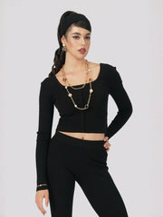 Holly Top: Black Knit Top for Brunch | Nana Jacqueline