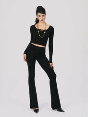 Holly Pants: Black Knit Pants for Resort Brunch | Nana Jacqueline