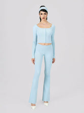 Holly Pants: Blue Knit Pants for Resort Outfit | Nana Jacqueline