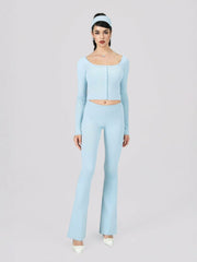 Holly Pants: Blue Knit Pants for Resort Outfit | Nana Jacqueline