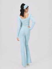 Holly Pants: Blue Knit Pants for Resort Outfit | Nana Jacqueline