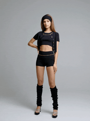 Kennedy Knit Shorts: Black Knit Shorts for Resort Vacation | Nana Jacqueline