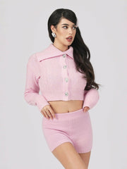 Addison Coat + Scarf Set: Pink Knit Set for Resort Brunch | Nana Jacqueline