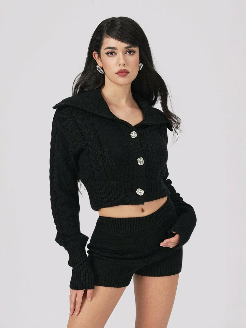 Addison Coat + Scarf Set: Black Knit Set for Date Night | Nana Jacqueline